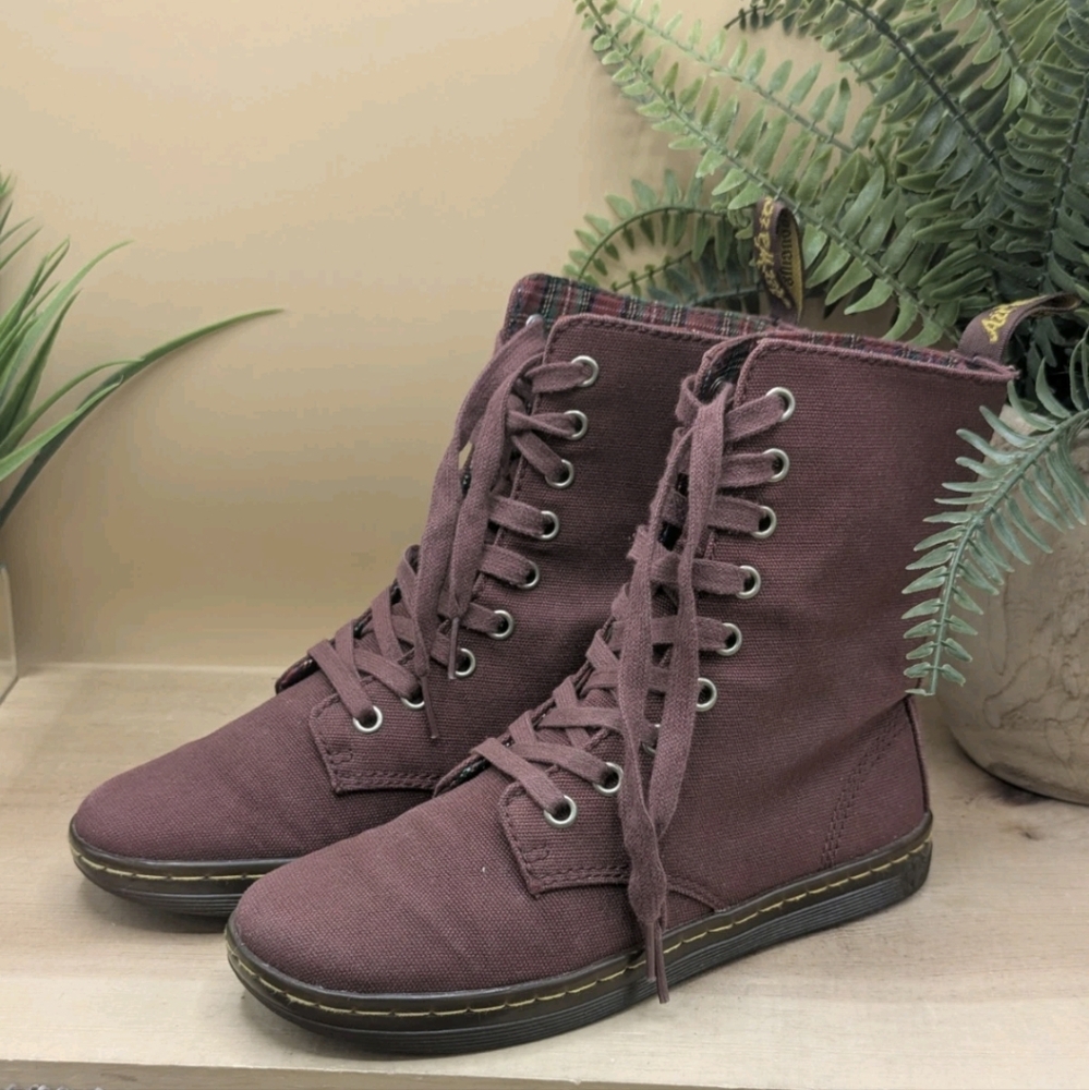 Dr. Martens Burgundy Red Canvas High Top Shoes/Boots Women's Size 5 Youth 4